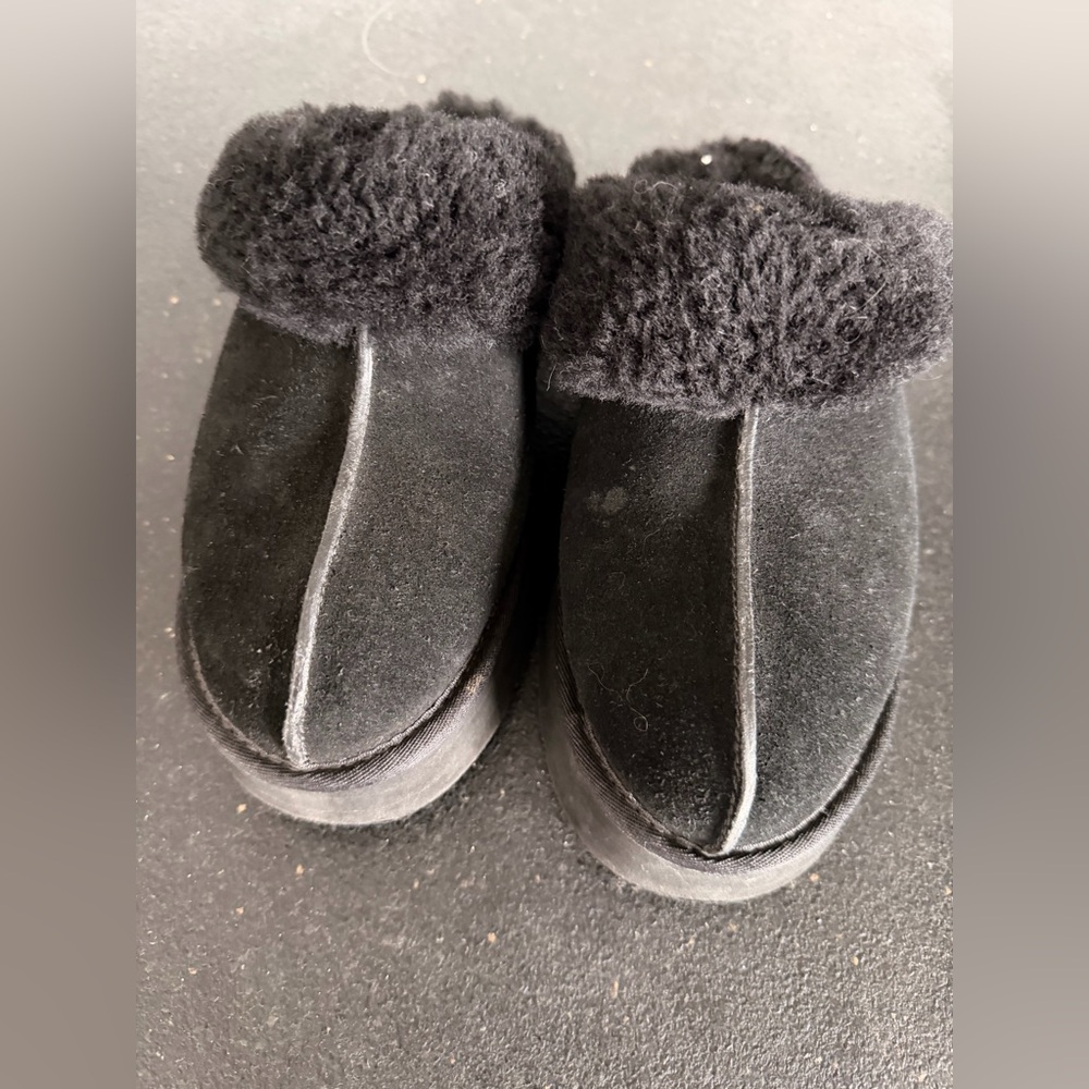 UGG Black Fuzzy Slippers
